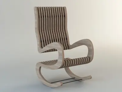 Chair Collection wooden folding with tray on top 3D model