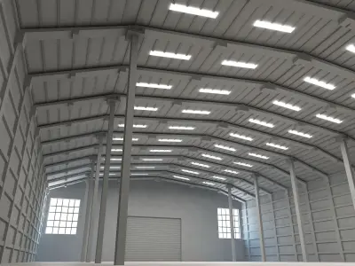 MODEL WAREHOUSE 3D model with metal beams 3D model