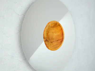 Teak Wood Plate Mirror 3D model