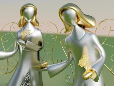 Statues of an Angel in 3 poses 3D model