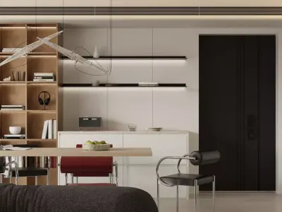 Modern living room dining room interior scenes 255 3D model