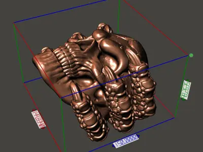 Skull Bas relief with claw vol1 wall home decor art 3D print model