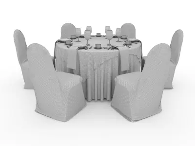 Banquet Table and Chair 38 3D model