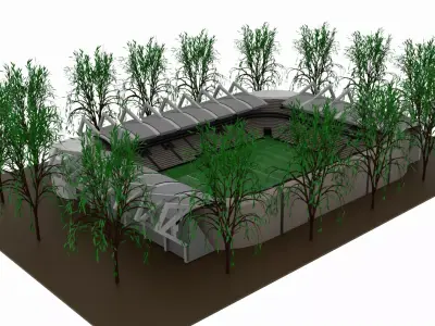 Soccer Stadium Low-poly 3D model 2