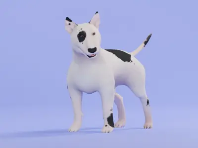 Low poly - Stylized dog - Bull Terrier Low-poly 3D model