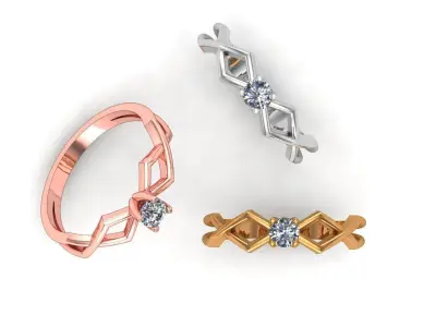 SOLITAIRE diamond ring with render details 3D print model