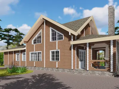 3D model of a wooden house 3D model