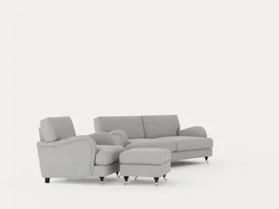 Howard Classic Sofa Group 3 5 Seater Armchair Footstool Gray Low-poly 3D model
