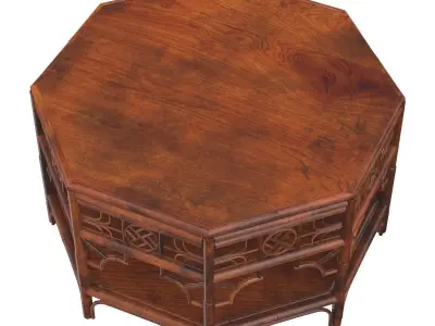 CAN301 Red Egg Indochine Octagonal Coffee Table 3D model