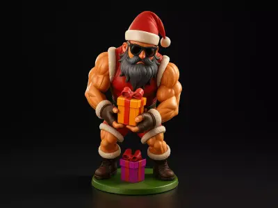 Buff Santa Claus Muscular Santa with Funny Christmas Figurine  3D print model