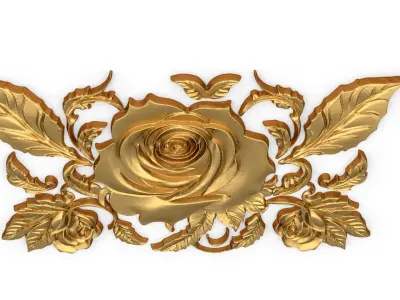 mural classic flowers decor ornament 08 3D model