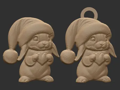 christmas rabbit decor  3D print model
