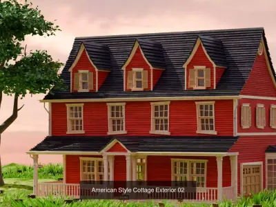 American Cottage Houses Pack v1 3D Model Collection