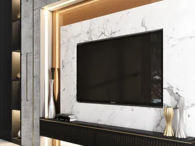 tv wall 02 Low-poly 3D model