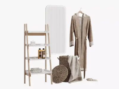 Decorative bathroom set with shelving 3D model