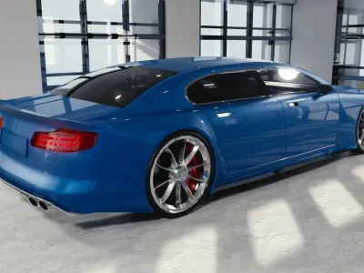 BLENDER EEVEE Brandless Extended Wheelbase 4 door sedan Low-poly 3D model