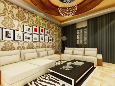 Interior scene Low-poly 3D model