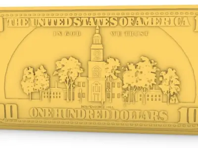 Hundred dollars Bill billete de cien dolar 3D print model