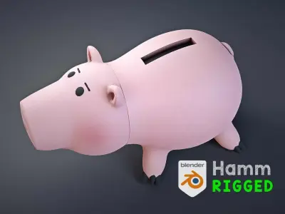 Toy story - Hamm the piggy bank rigged 3D model
