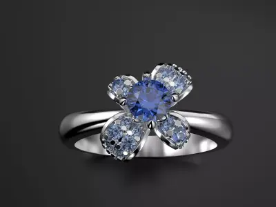 Bow Ring with diamonds 3D print model