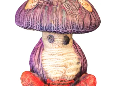  Mushroom Creature Plush Low-poly 3D model