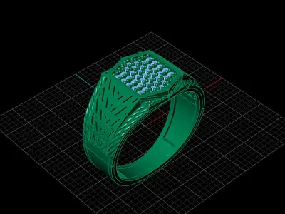 Print Ready STL 3DM  Gents Rings Diamond Men Ring  3D print model 156