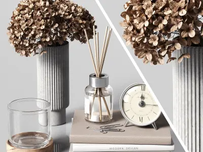 Decorative set with pampas branches 3D model