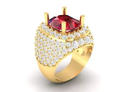 Luxury Ruby Sapphire Diamond Ring for Men  153 3D print model
