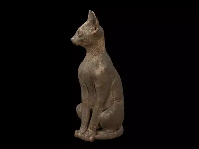 Ancient Egyptian Cat Statue Black  3D model