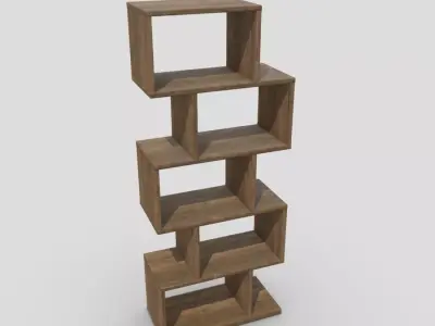 Shelf 8 wooden bookcase with four shelves Low-poly 3D model
