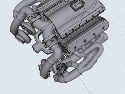 LSX Twin Turbo Engine Outlaw Pro Mod LS 3D print model