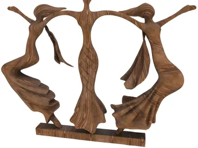 Three person dance sculpture Low-poly 3D model