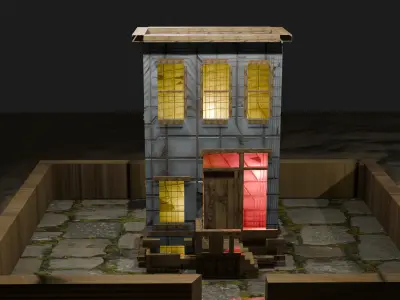 3D building Low-poly 3D model
