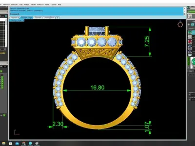 Luxury Square Halo Ruby Ring for Women 3522 3D print model