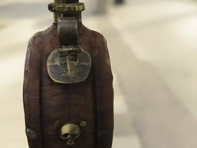 Pirate Flask with Skull Emblem Low-poly 3D model