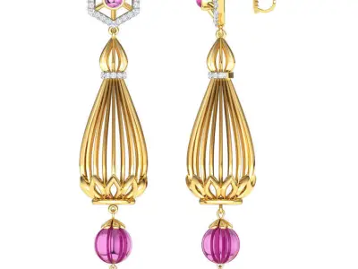 Long Pillar Drop Earrings 3D print model