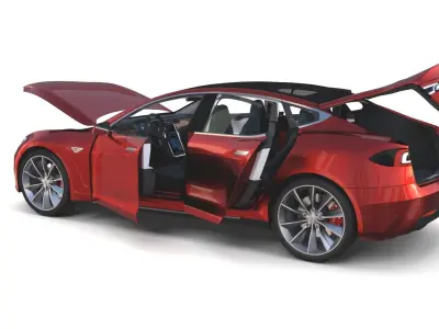 Tesla Model S 2016 Red with interior and chassis 3D model