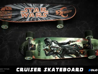Cruiser Skateboard - Mandalorian Theme Low-poly 3D model