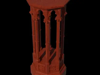 Gothic Pedestal - three materials 3D model