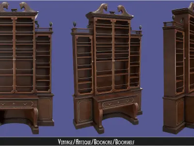 Antique Victorian Bookcase Low-poly 3D model