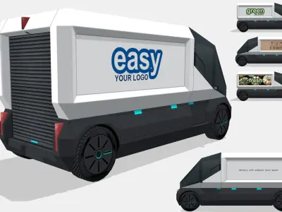 Generic electric van Low-poly 3D model