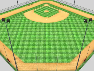 Baseball stadium pitch diamond low poly Low-poly 3D model