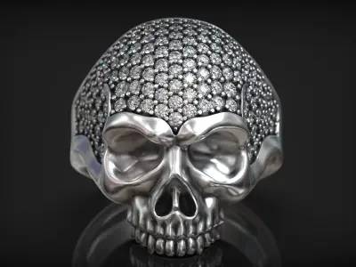 Skull Head Brutal Fashion Luxury Diamond Ring 3D print model