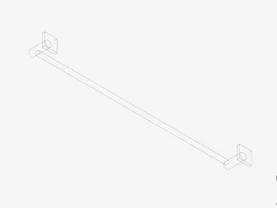 Towel Rail - Single - Luxury - Round - 800 - Square Plate Low-poly 3D model