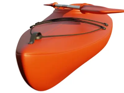 Kayak with Paddle Low-poly 3D model