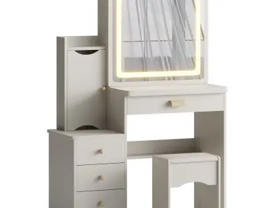 Ensemble coiffeuse et tabouret Vinush 3D model