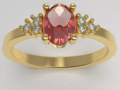 Engagement ring with gems  3D print model