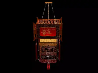 Chinese palace lantern  Low-poly 3D model 2