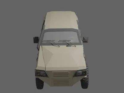 Low poly war vehicle war jeep with interior Low-poly 3D model
