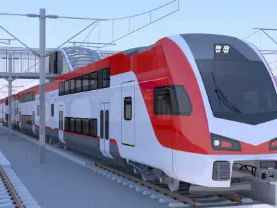 Station with Stadler train USA II 3D model